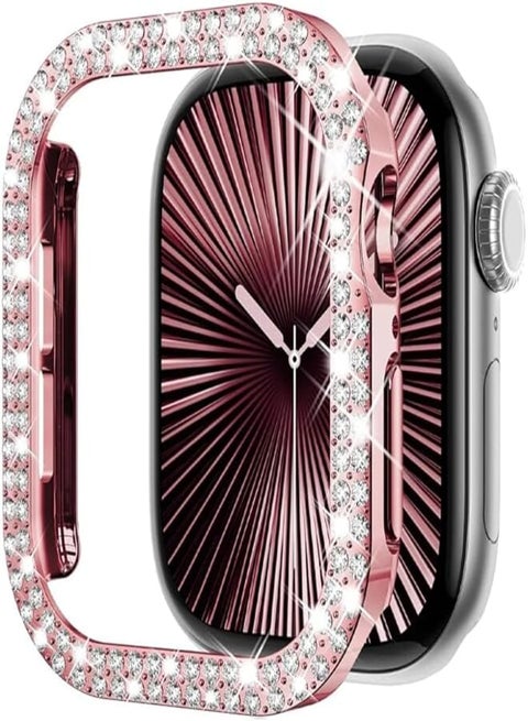 Next Store Compatible with Apple Watch Series 10 46mm Luxury Bling Crystal Bling Bling Bling Diamond Protective Case Stylish Watch Accessory for Women Girls (Pink)